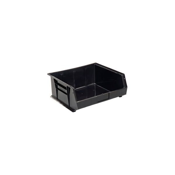 Hang & Stack Storage Bin, Plastic, Black, 6 PK